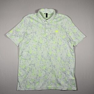 Adidas Burst Jacquard Golf Polo Shirt Men's LargenYellow Green Grey EUC